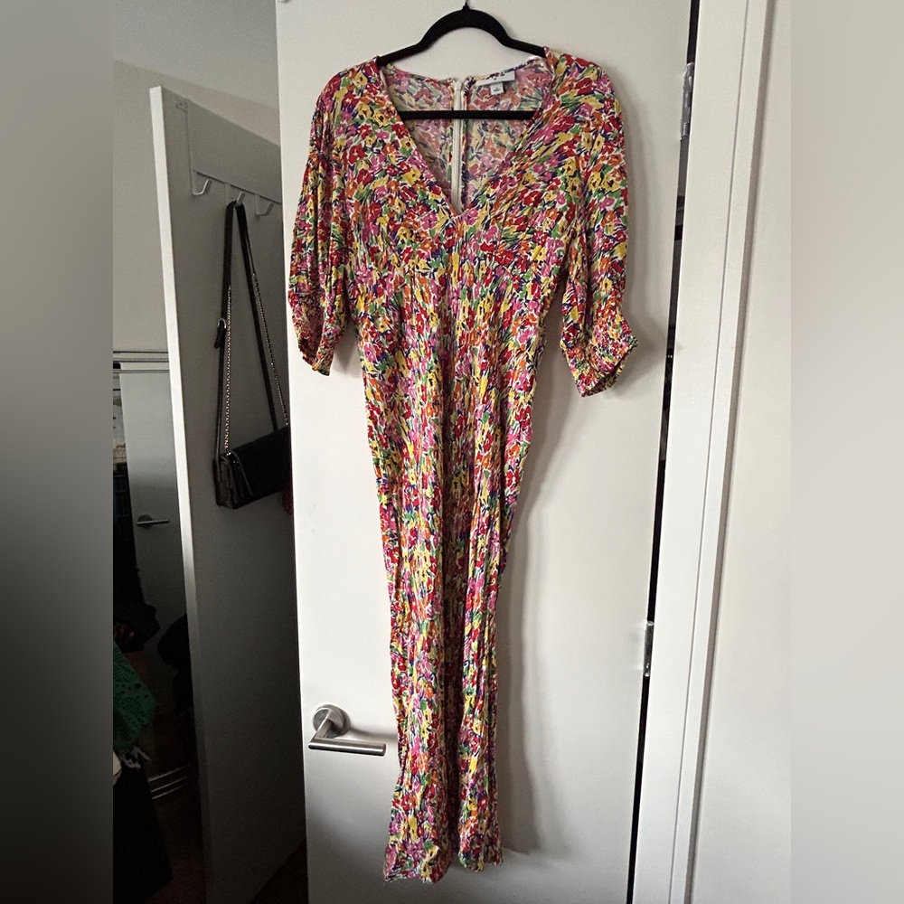 RIXO For Target Multicolor Floral Puff Sleeve Midi Dress Size 12